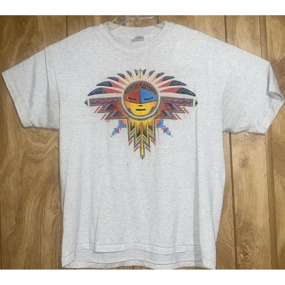 1992 Maiden West Southwestern Navaho Tribal Print Single Stitch T Shirt XL Hanes